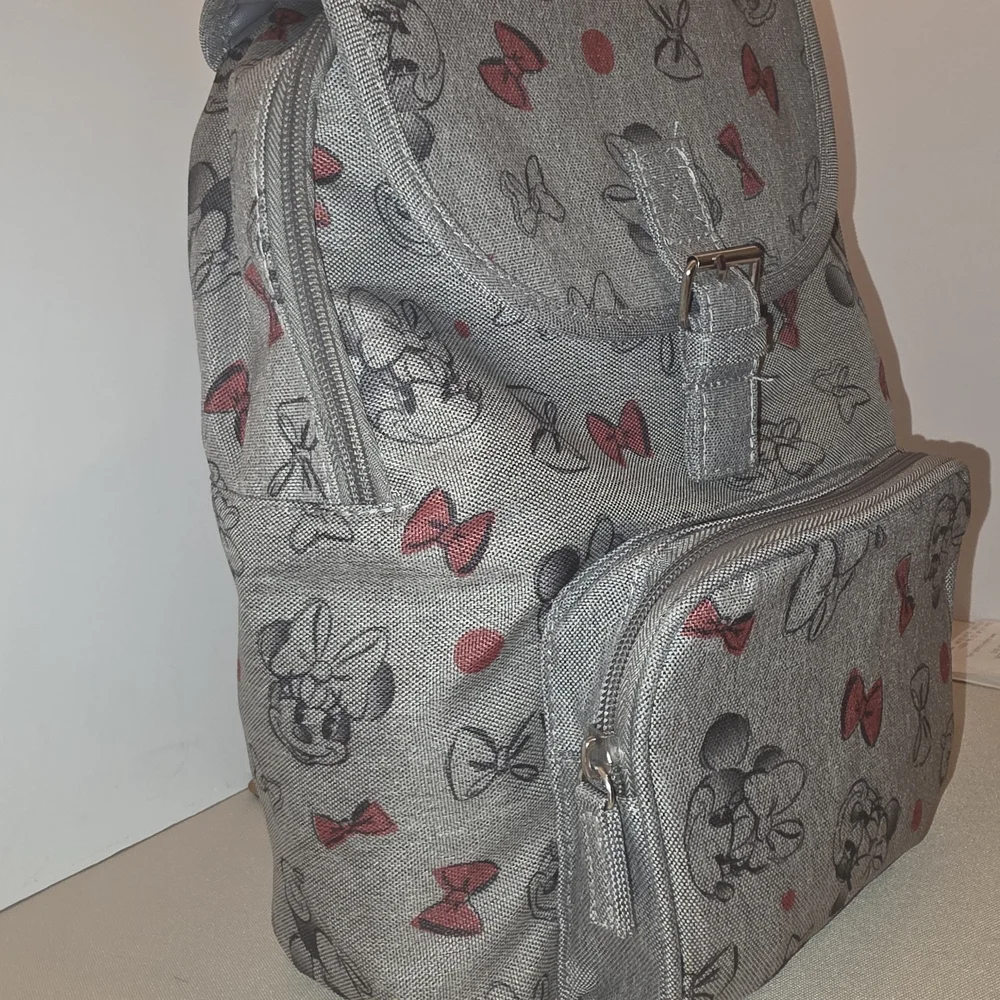 Disney Minnie Mouse Bows Mini Backpack - Gray & Red Cute Bag